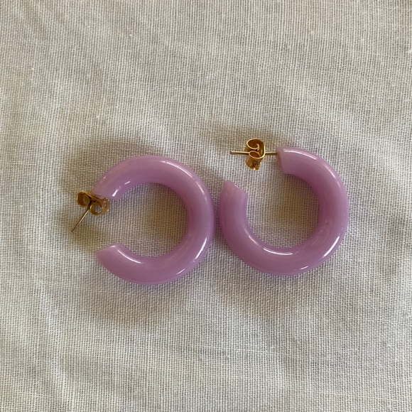 🌸purple chunky hoop earrings - Picture 1 of 3